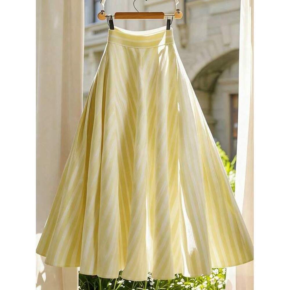 Qadelle Striped High Waist Office Skirt